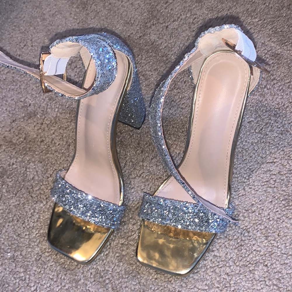 Silver sparkly heels